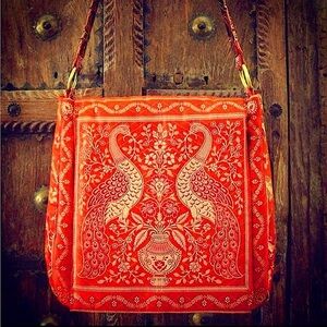 Orange Peacock Messenger Bag